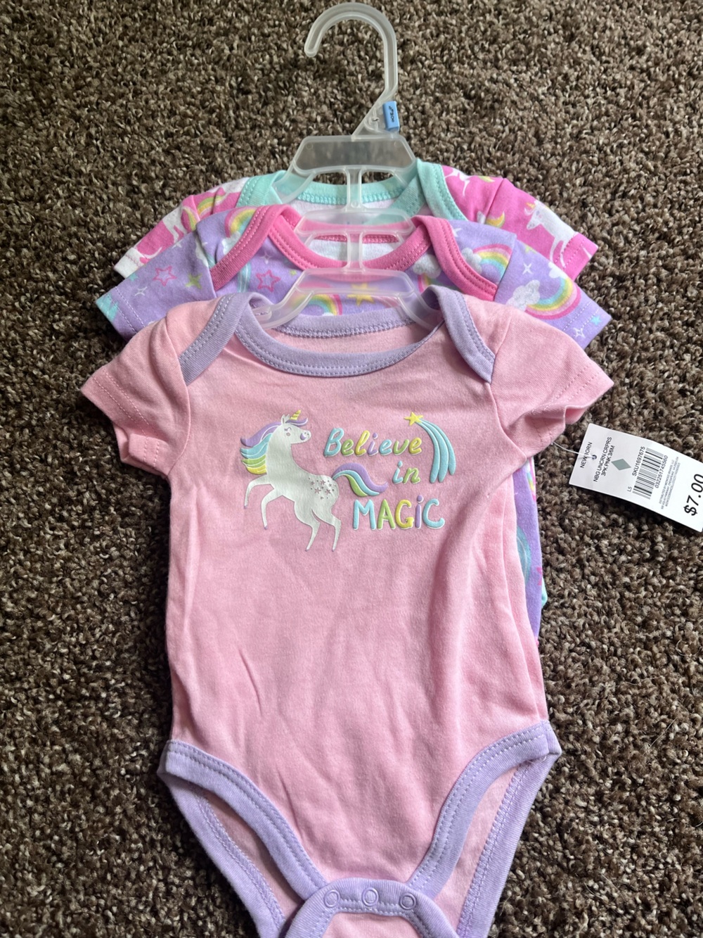Kidgets Pink Unicorn 'Believe in Magic' Bodysuit Set
